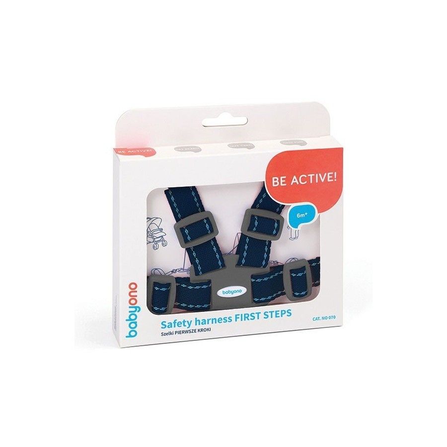 Babyono FIRST STEPS kočík a postroj na kočík - námornícka modrá