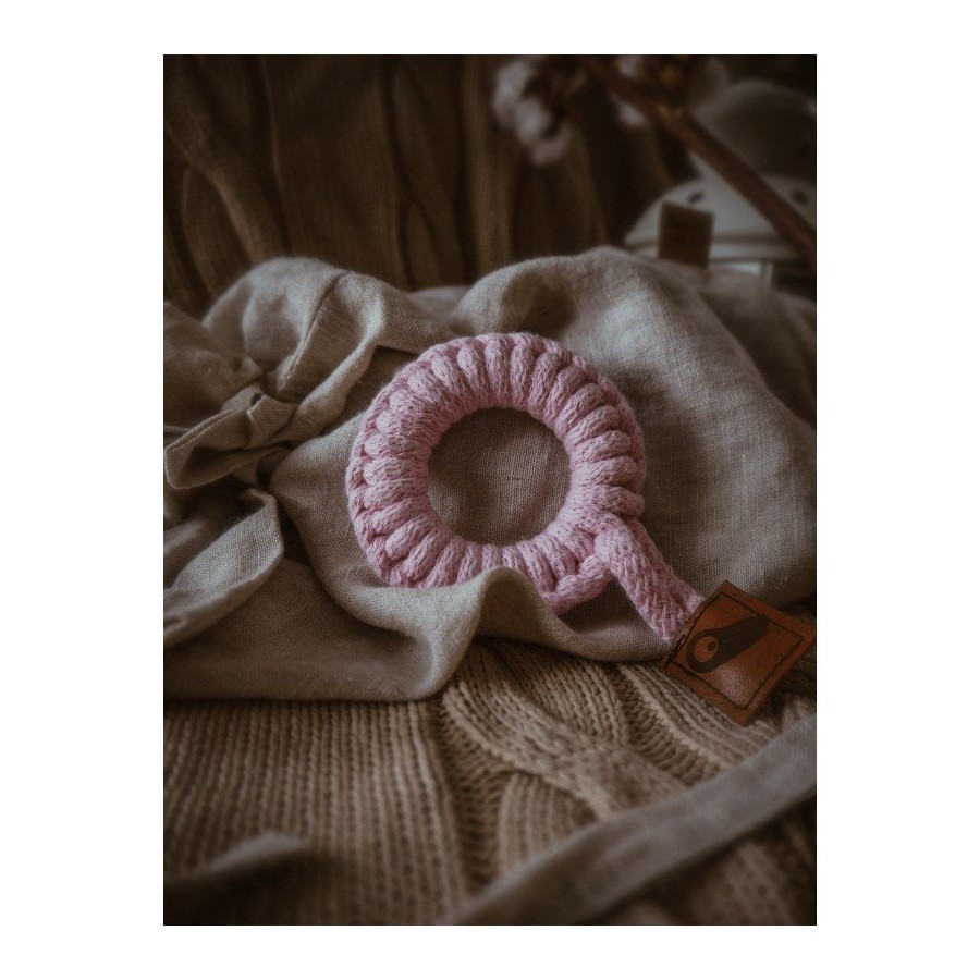 Hi Little One - gryzak sznurkowy Ring Teether wood and cotton