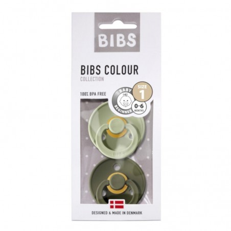 BIBS PACK DE 2 Chupetes de goma Hevea S SALVIA Y VERDE HUNTER