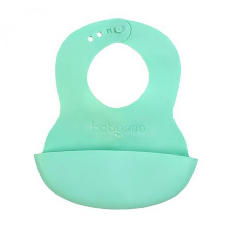 BabyOno Soft bib with pocket and adjustable clasp - mint