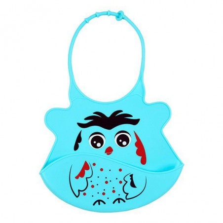 BabyOno silicone bib with pocket and adjustable clasp - blue