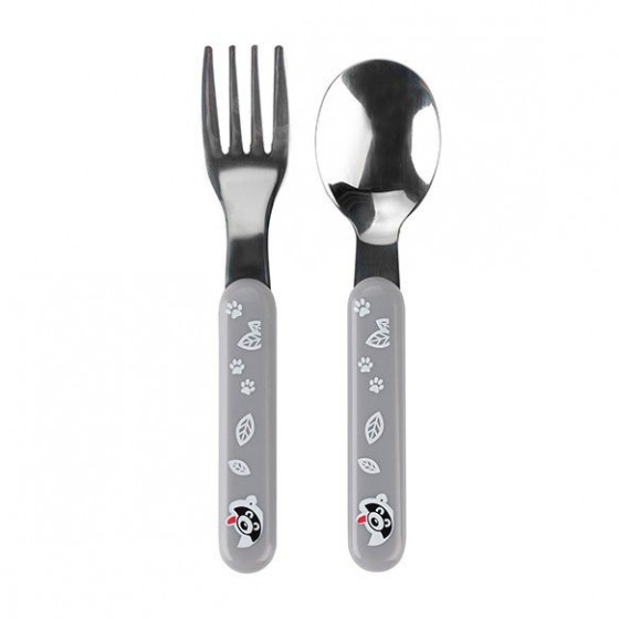 BabyOno cutlery for children stainless steel - gray