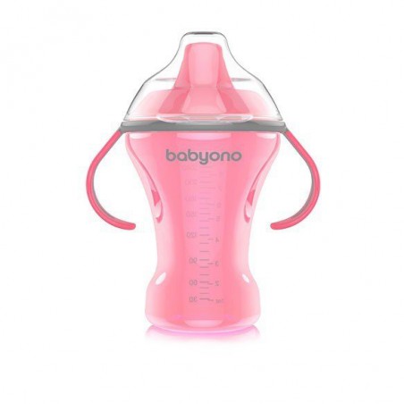 Babyono Non-spill cup with hard spout NATURAL NURSING 260ml - pink