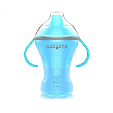 Babyono Non-spill cup with hard spout NATURAL NURSING 260ml - blue