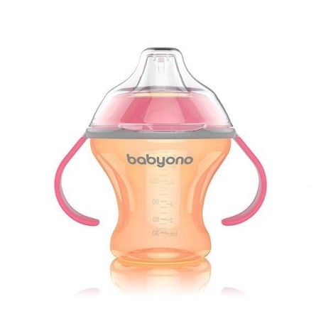 Babyono 防溢杯带软嘴自然护理 180ml - 橙色