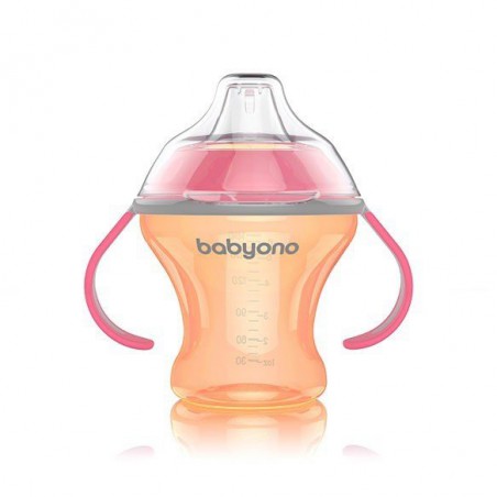 Babyono Kubek niekapek z miękkim ustnikiem NATURAL NURSING 180ml - pomarańczowy