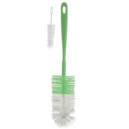BabyOno brush for bottles and teats with a mini brush - green