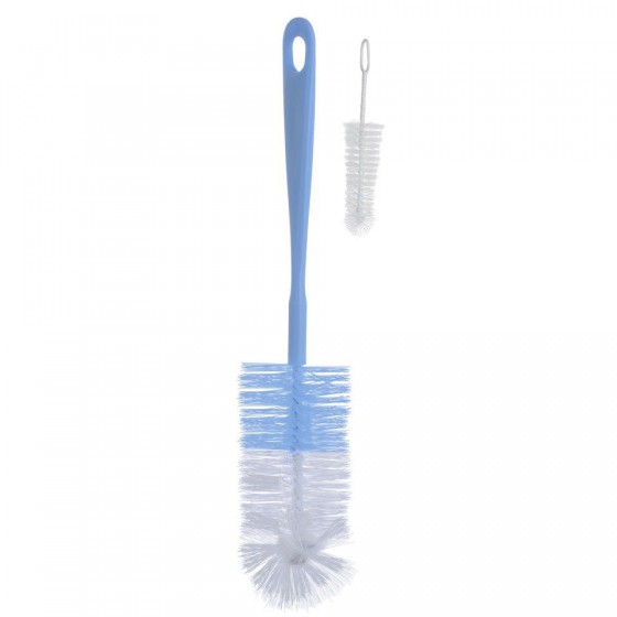 Babyono Bottle and pacifier brush with mini brush - blue
