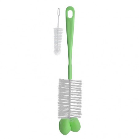 BabyOno brush for bottles and teats with a sponge brush and mini - green