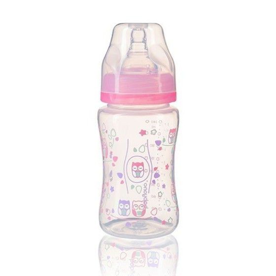 Babyono Butelka antykolkowa szerokootworowa 240ml - różowa
