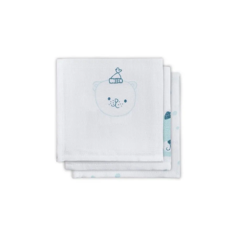 Jollein Cotton handkerchief 31x31cm Funny Bear Mint 3 pieces Jollein Cotton handkerchief 31x31cm Funny Bear Mint 3 pieces