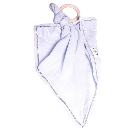 Hi, Little One - cuddly dou dou teething muslin cozy with wood