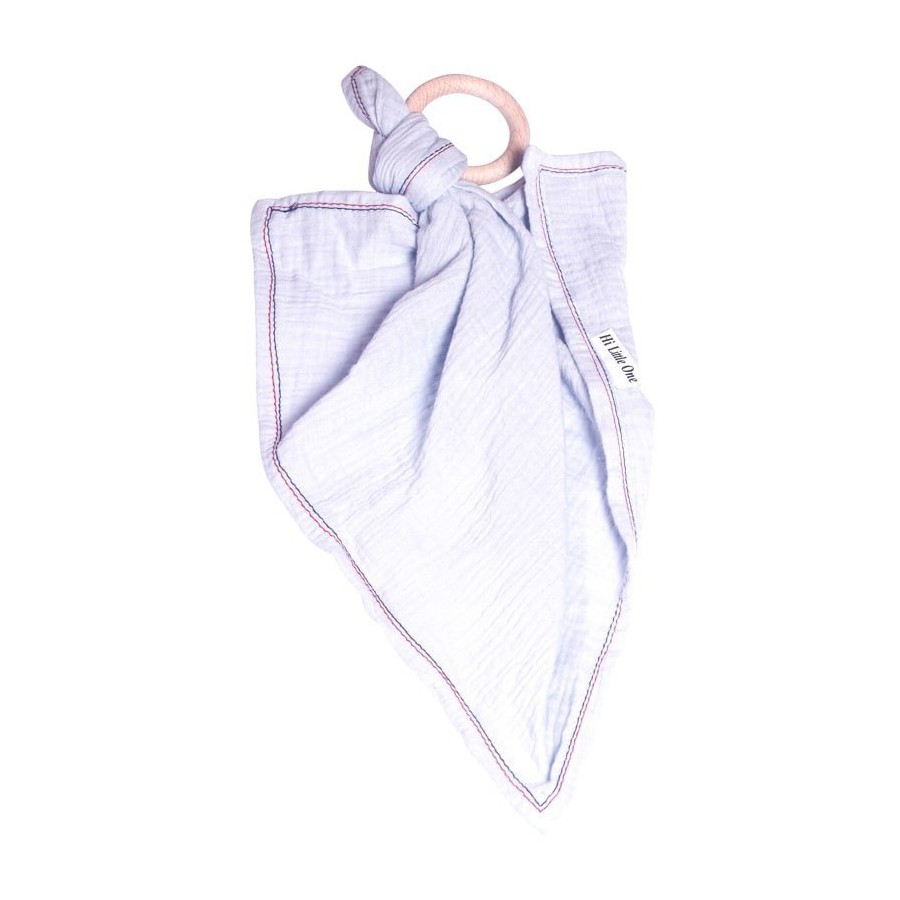 Hi, Little One - cuddly dou dou teething muslin cozy with wood