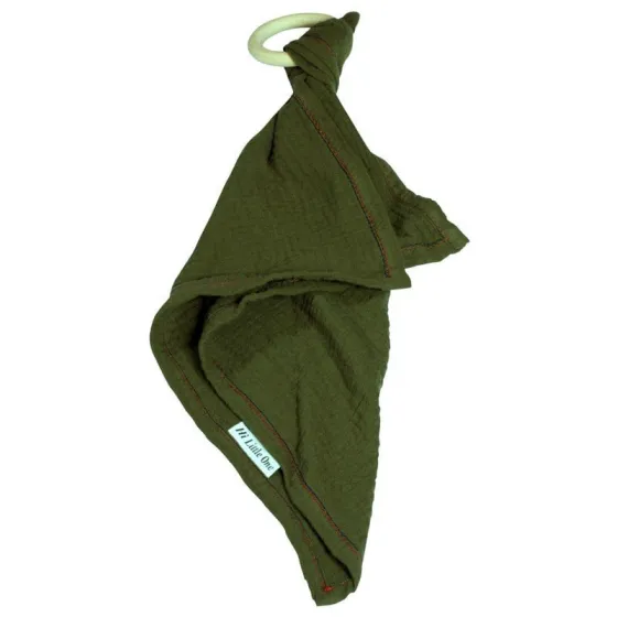 Hi, Little One - cuddly dou dou teething muslin cozy with wood