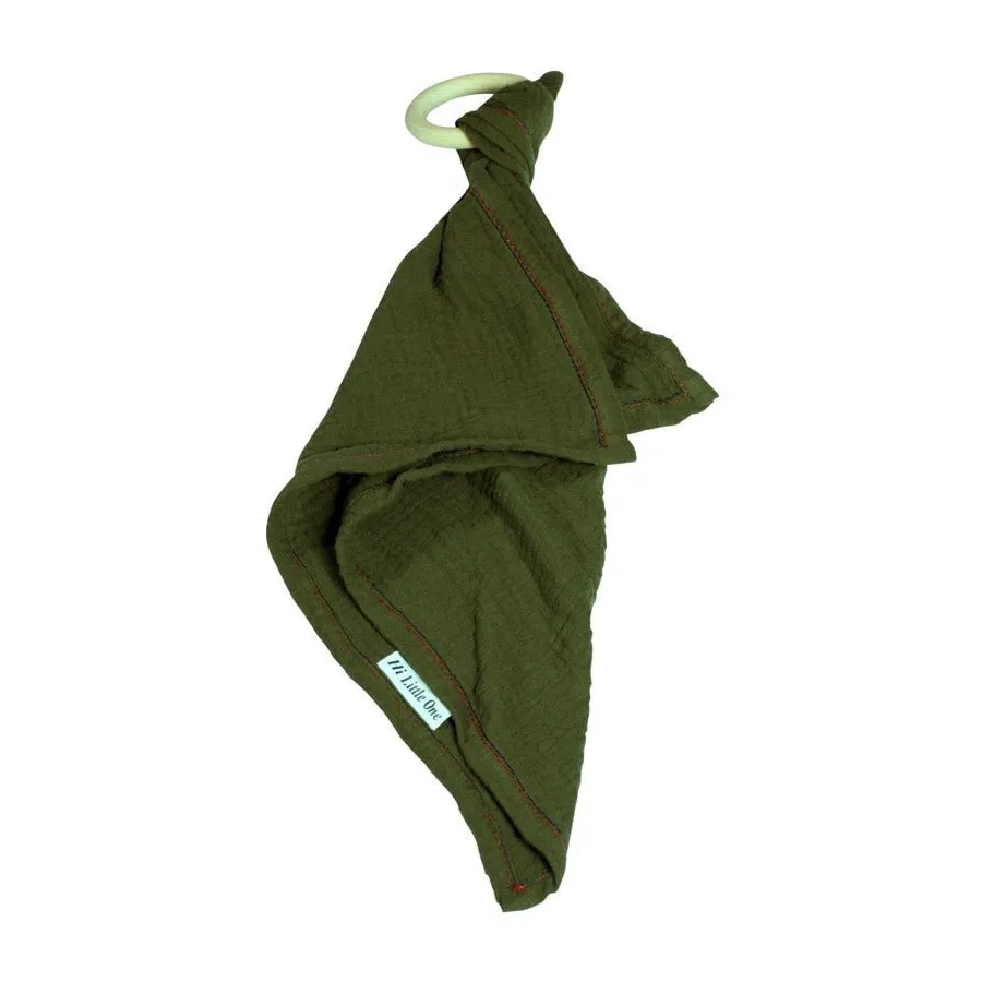 Hi, Little One - cuddly dou dou teething muslin cozy with wood