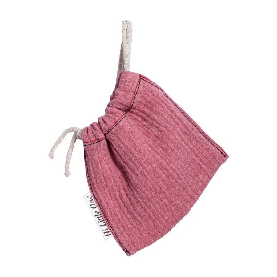 Hi Little One - Bolso chupete muselina Rosa Bebé Oscuro