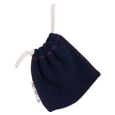 Hi Little One - a bag for a dragon muslin pacifers bag Navy