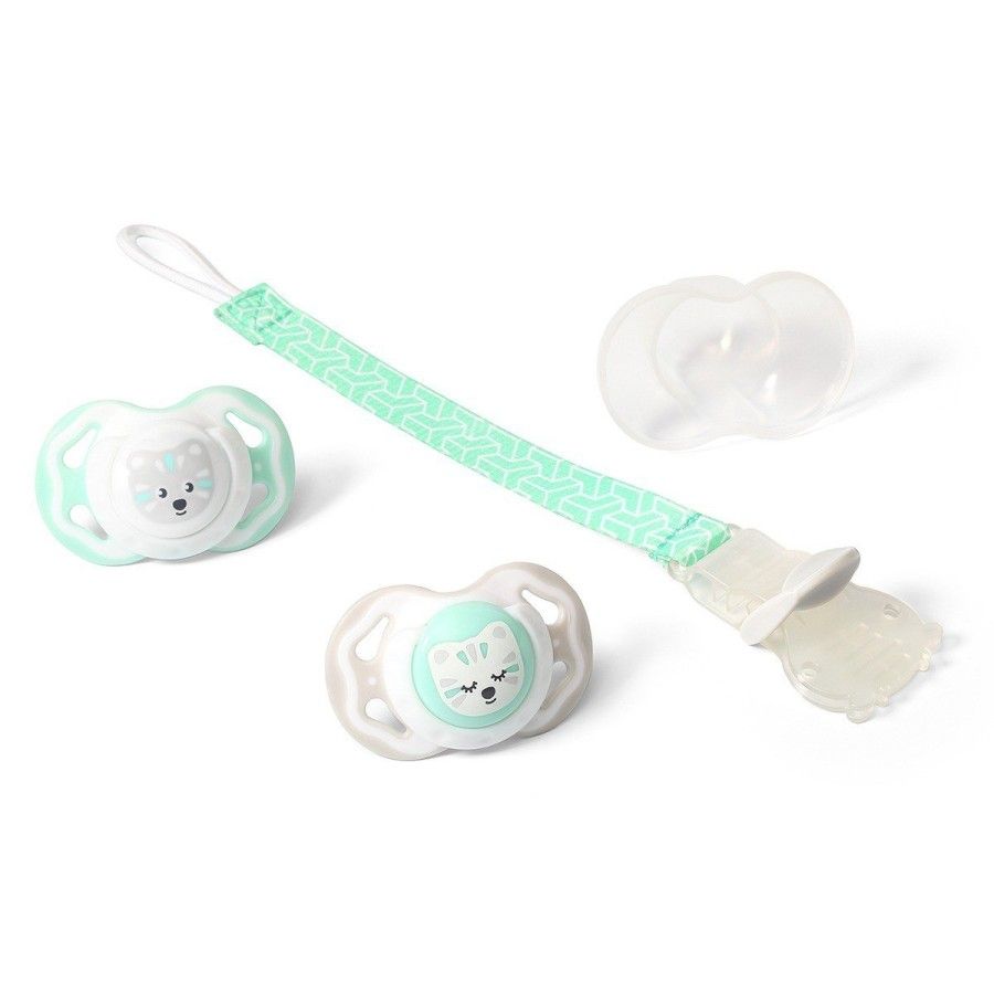 Babyono Tasiemka do smoczka z klipsem - MIĘTOWA