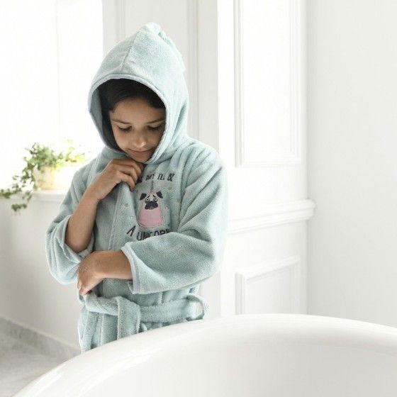 La Millou BATHROBE BAMBOO SOFT - MEDIUM - MINT - HELLO WORLD