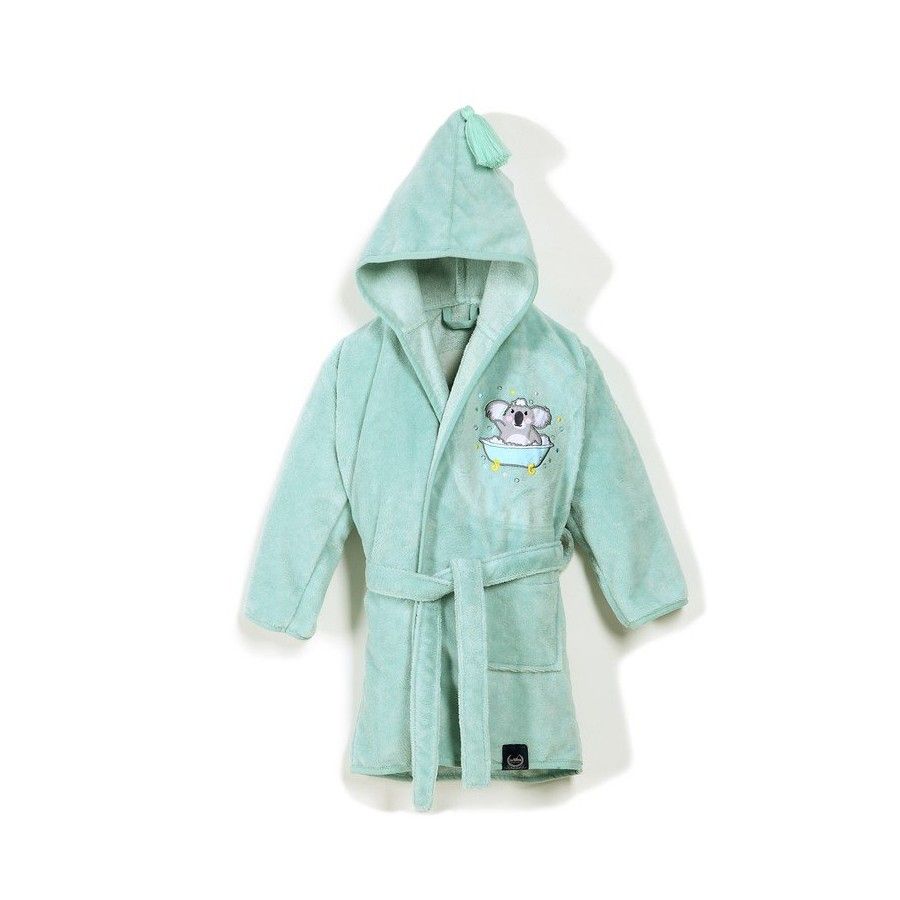 LA MILLOU BAMBOO SOFT MEDIUM MINT HELLO WORLD BADEMANTEL