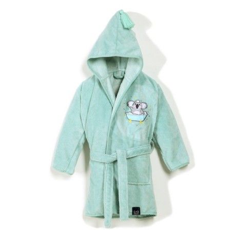 LA MILLOU BAMBOO SOFT MEDIUM MINT HELLO WORLD BADEMANTEL