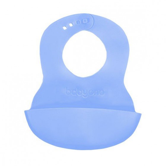 BabyOno Soft bib with pocket and adjustable clasp - blue