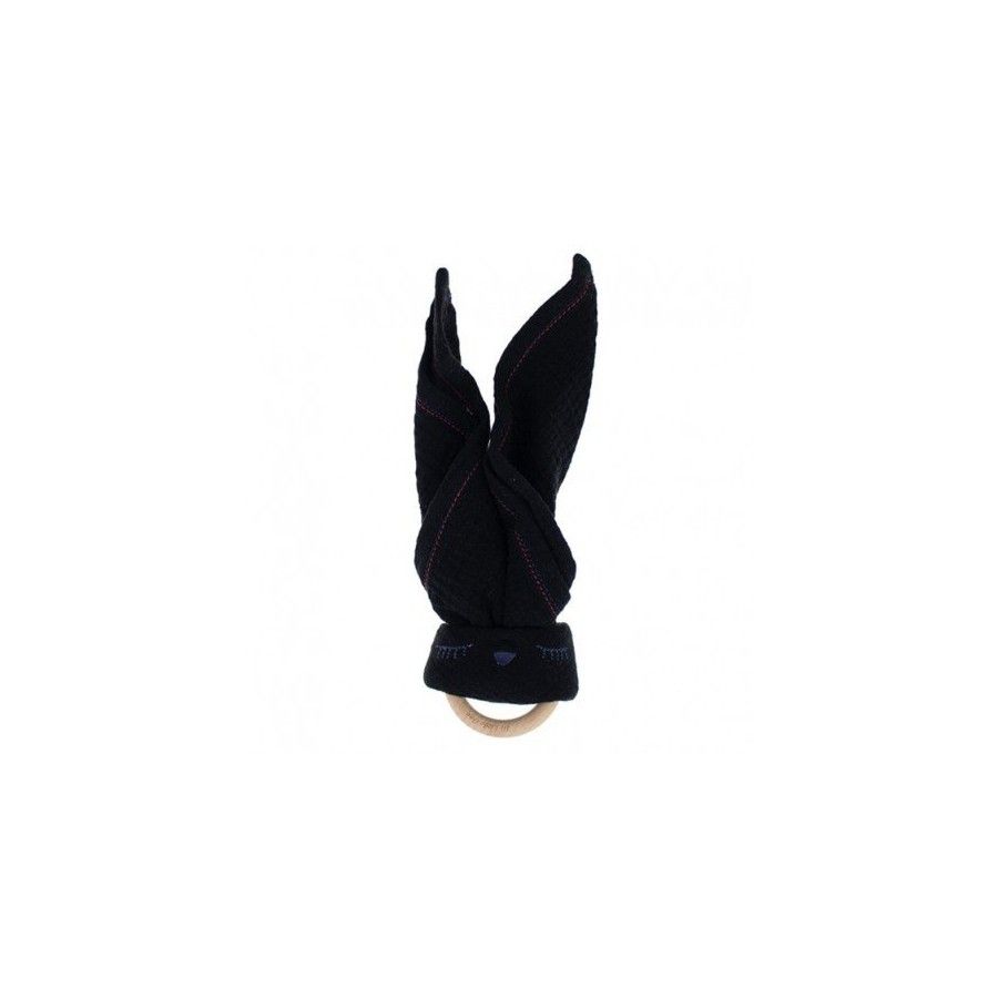 Hi Little One - Sleepy Bunny 舒适棉布，带木牙胶 黑色