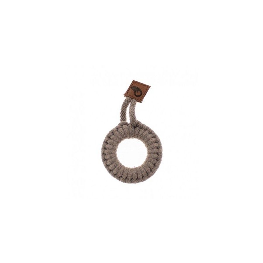 Hi Little One - Ring Teether wood and cotton Dark Oak