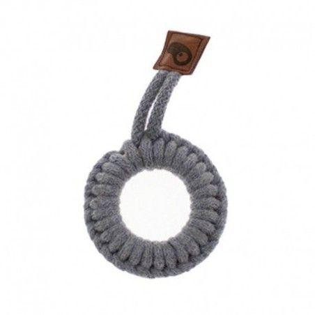Hi Little One - Hryzátko Ring Teether z dreva a bavlny Šedé strunové hryzátko