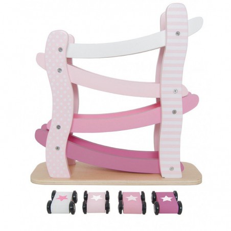 Jabadabado Toboggan en bois pour voitures, rose pastel