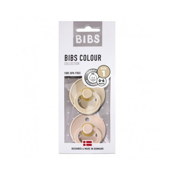 BIBS 2-PACK S & BLUSH VANILLA soother Hevea rubber