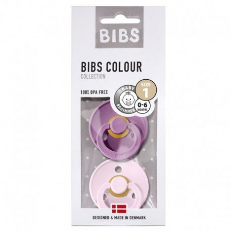 BIBS 2-PACK S LAVENDER & baby pink soother Hevea rubber