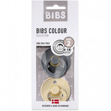 BIBS-PACK 2 M IRON & BEIGE soother Hevea rubber
