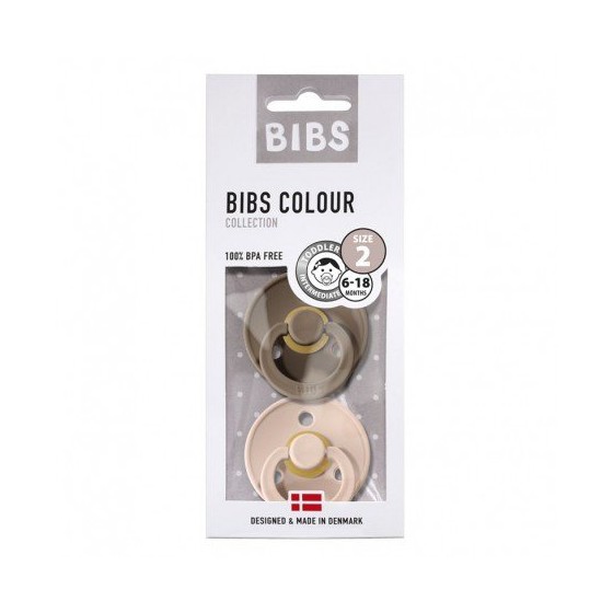 BIBS Colour Glow Tétine - 2 Pack - Taille 2 - Symétrique - Sage/Clo