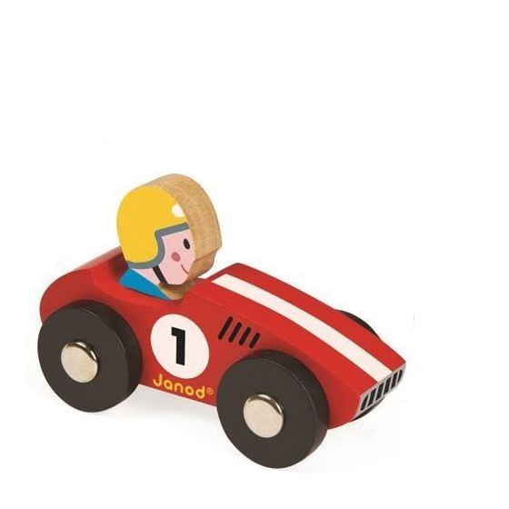 Janod, Wyścigówka drewniana Racer czerwona