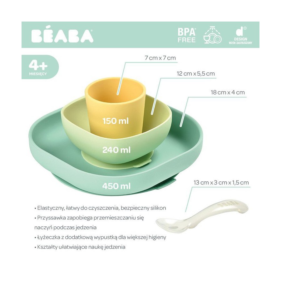 Beaba set of vessels with silicone suction cup with yellow