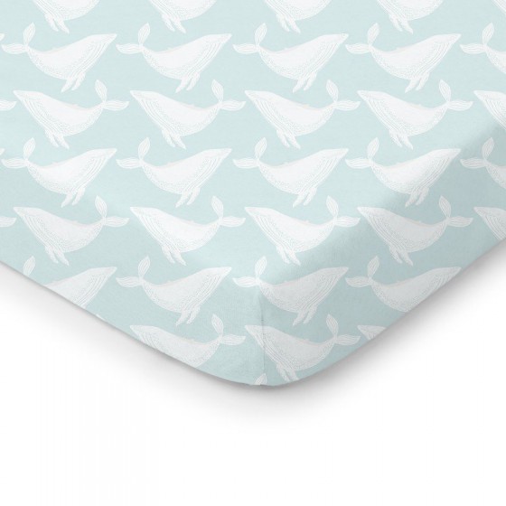 ColorStories - sheet to bed 120 / 60cm - AQUA WHALES
