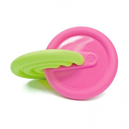 Interlocking Bioserie Disks & teether - Pink & Green sensory teether