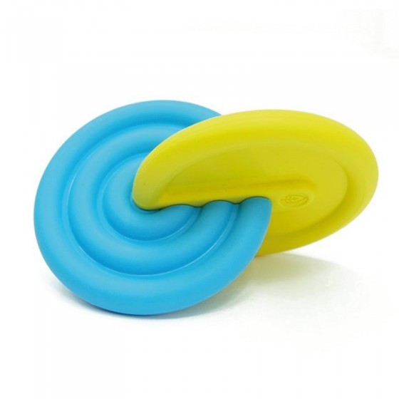 Interlocking Bioserie Disks & teether - Blue & Yellow sensory