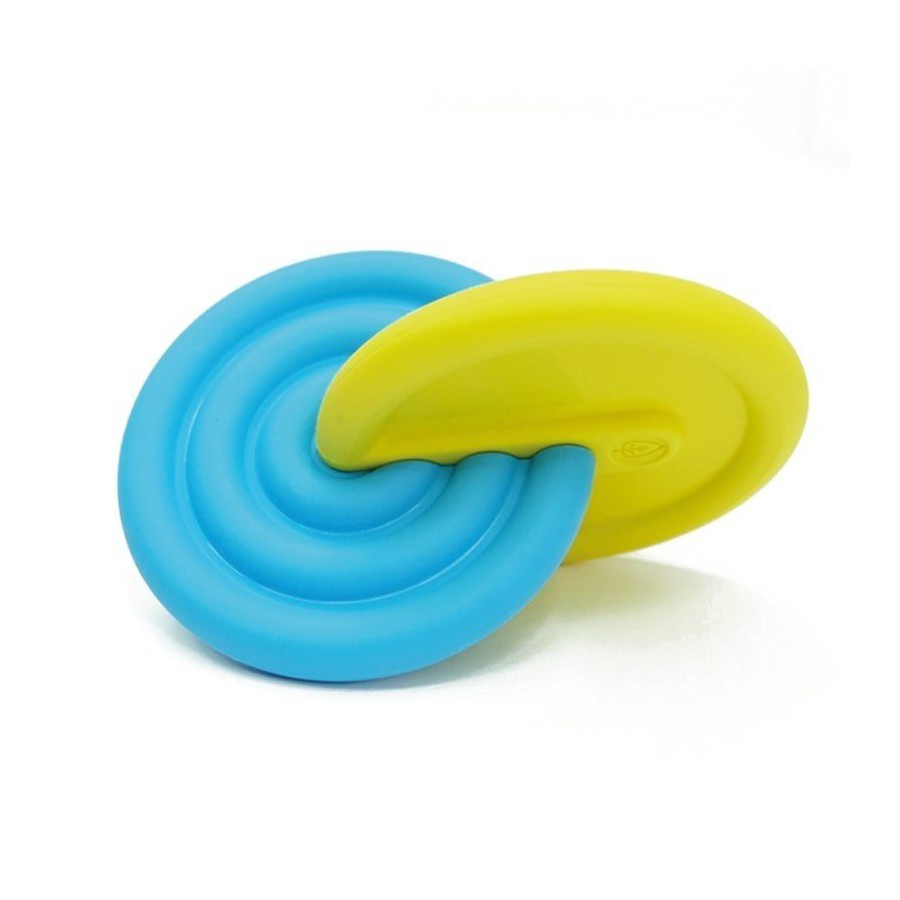 Interlocking Bioserie Disks & teether - Blue & Yellow sensory