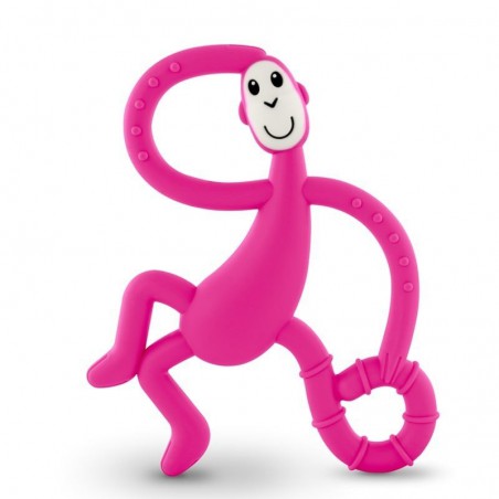 Matchstick Monkey Tanzender rosa therapeutischer Massage-Beißring mit Zahnbürste