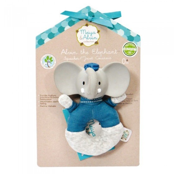 Meiya & Alvin - Alvin Elephant Soft Rattle with Organic Teether
