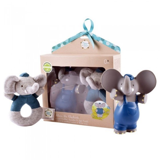 Meiya und Alvin - Alvin Elephant Organic Rubber Babyshower Set