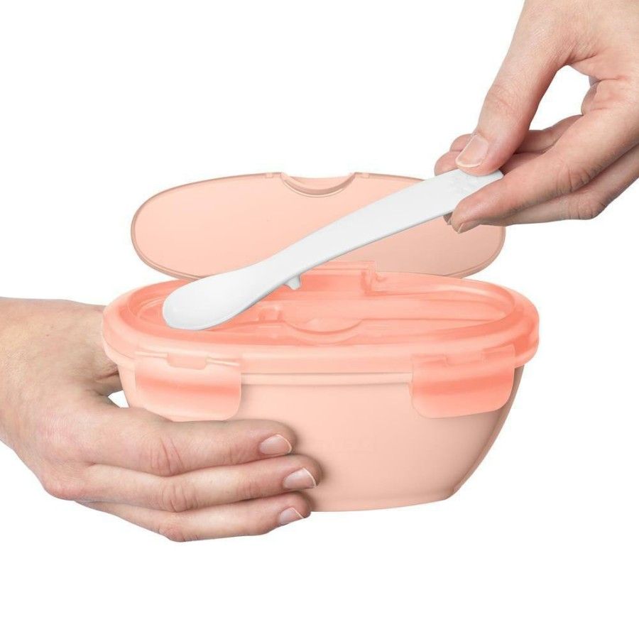 Skip Hop Комплект контейнера + ложка Easy-Serve Pink