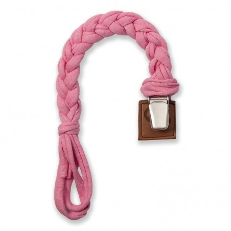 Hi, Little One - Cotton braids hanging soother holder Pacifer Baby Pink