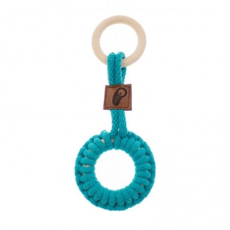 Hi, Little One - String teether teether Rings 2in1 2 wood and cotton Dark Teal