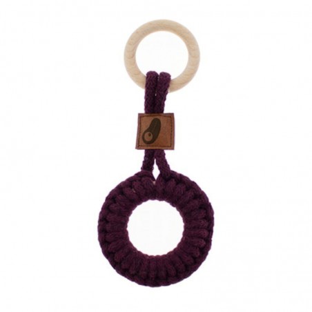 Hi, Little One - String teether teether Rings 2in1 2 wood and cotton Dark Wine
