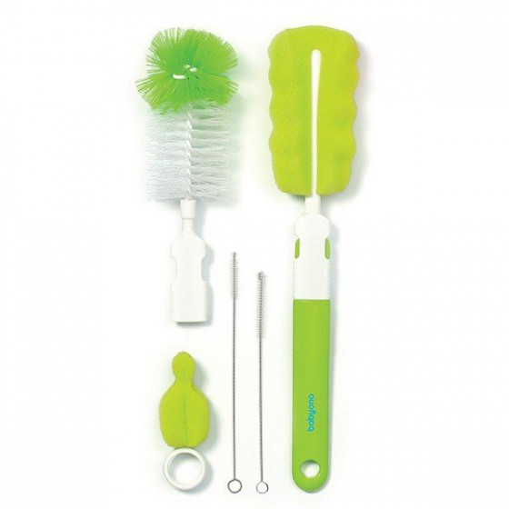 BabyOno Brushes for bottles and teats with removable handle - GREEN