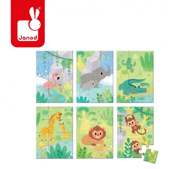 Janod Mini Puzzle 12el animals - monkey