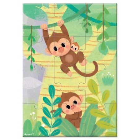 Janod Mini Puzzle 12el animals - monkey